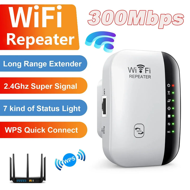 WiFi Range Extender 300Mbps 2.4GHz – Wireless Repeater with WPS for Home Network Boost 2026