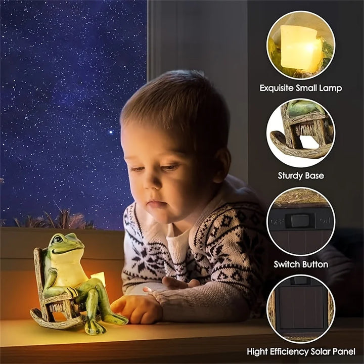 Solar Powered Mini Frog Garden Statue with LED Light – Indoor Outdoor Decorative Ornament Gift 2026