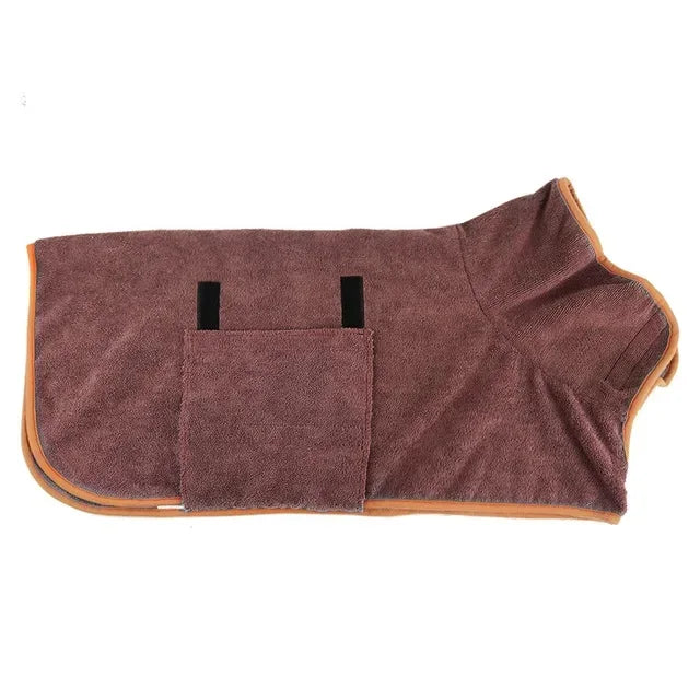 Microfiber Dog Bathrobe Towel - Adjustable Absorbent Coat for Cats &amp; Dogs, Pet Grooming Care