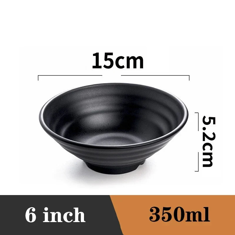 Ramen Bowl Black Plastic Japanese Style Noodle Bowl