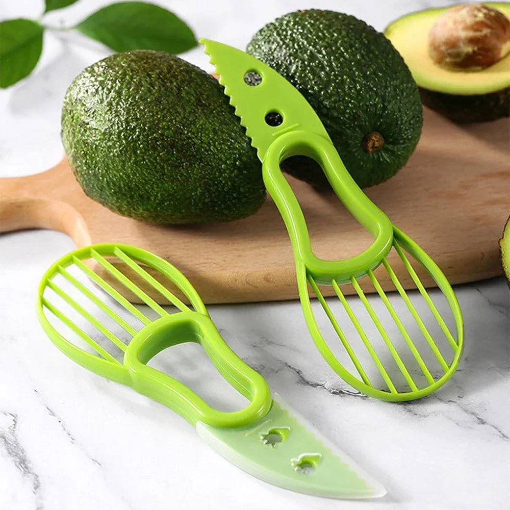 3 in 1 Avocado Slicer - Plastic Kitchen Tool, Easy Fruit Peeler and Pulp Separator