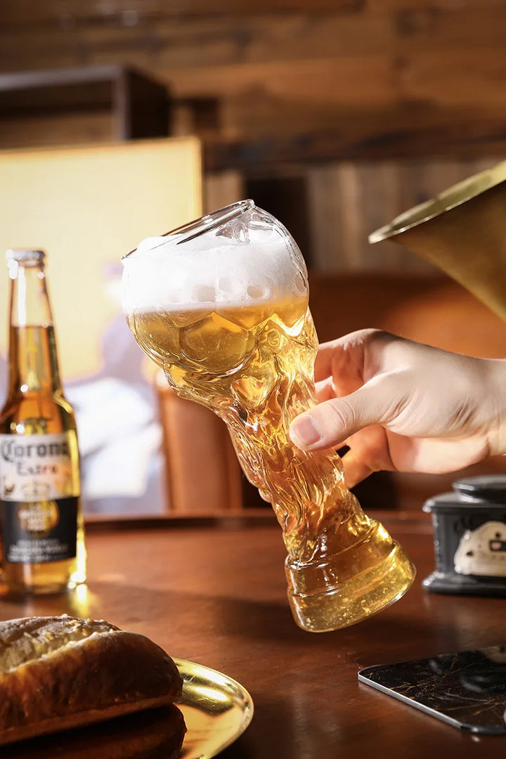 Beer Glass Cup Soccer Themed Premium Trophy Style For Man Cave Decor Fall 2026 Gift For Football Fans