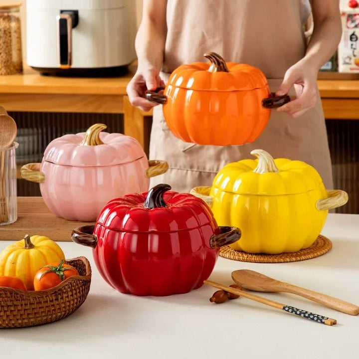 Ceramic Soup Pot Pumpkin Lid Porcelain Large Fall 2025