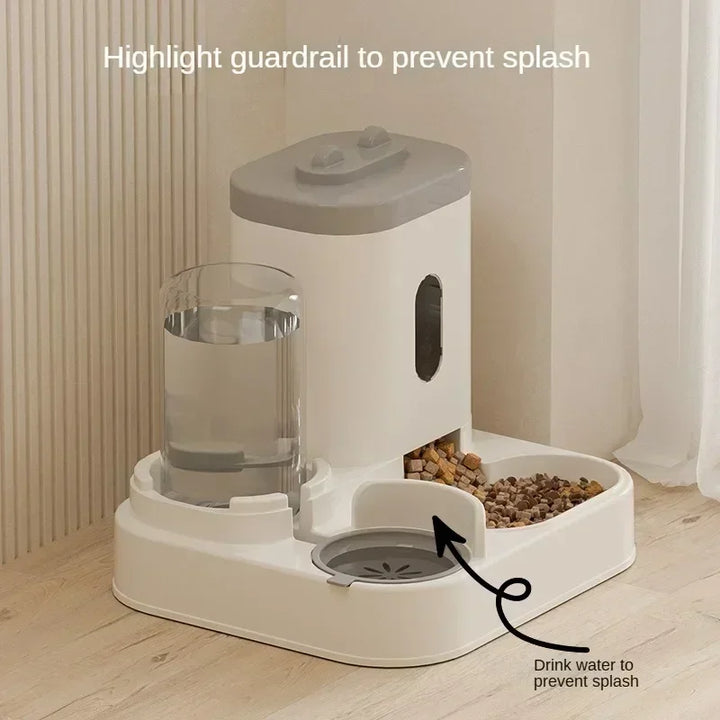 Automatic Feeder Cat Dog Bowl With Water Fountain grey Dish