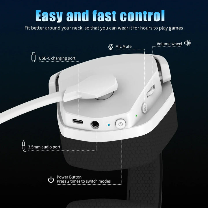 Wireless Gaming Headset With Mic Active Noise Cancellation