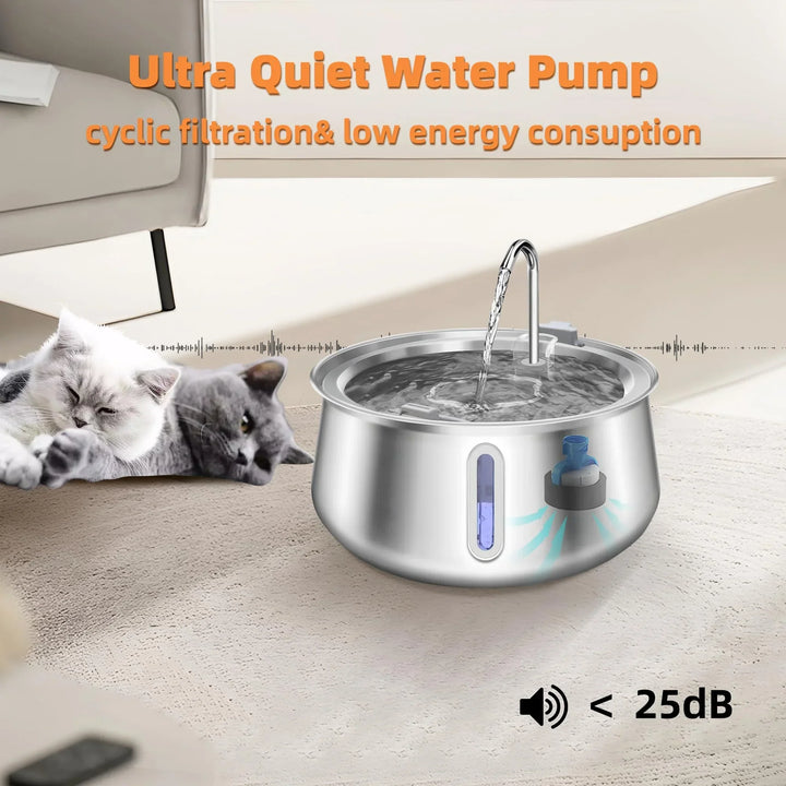 Stainless Steel Cat Water Fountain 4L - Automatic Multi-Layer Filtration Pet Drinking Dispenser