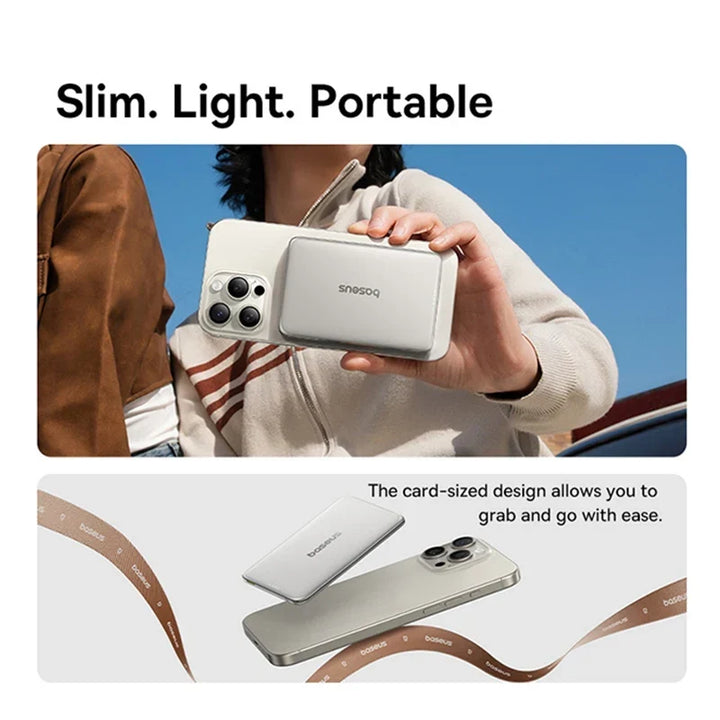 Ultra-Slim Magnetic Power Bank – Card-Sized 10000mAh PD 27W &amp; 5000mAh PD 20W Wireless Charging 2026