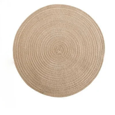 6pcs Round Woven Ramie Placemats - Non-Slip Table Mats for Dining, Kitchen &amp; Cafe Use
