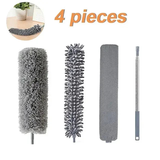 Microfiber Cleaning Tool Set - 4PCS Long Handle Duster &amp; Brushes for Household Cleaning
