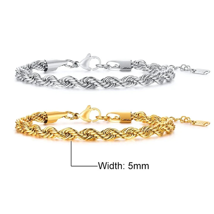 Stainless Steel Rope Chain Bracelet Twisted Singapore