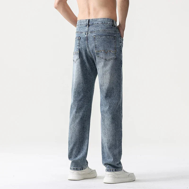 Oversized Men’s Wide Leg Jeans - Straight Lyocell, Casual