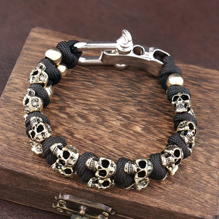 Skull Paracord Bracelet Gothic Wristband Halloween 2026 Gift Idea Adjustable Braided jewelry