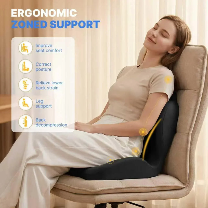 Ergonomic Memory Foam Seat Cushion with Back Support – Lumbar Relief for Office Chair Car Wheelchair 2026