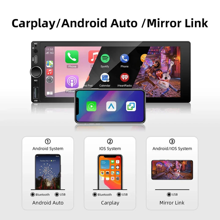 Car Stereo 6.86 Inch Touchscreen Universal MP5 Head Unit Fall 2025 Wireless CarPlay Android Auto