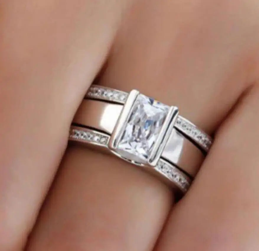 Rings Set Geometric Rhinestone Silver jewelry For Party Wear Fall 2026 Gift Idea