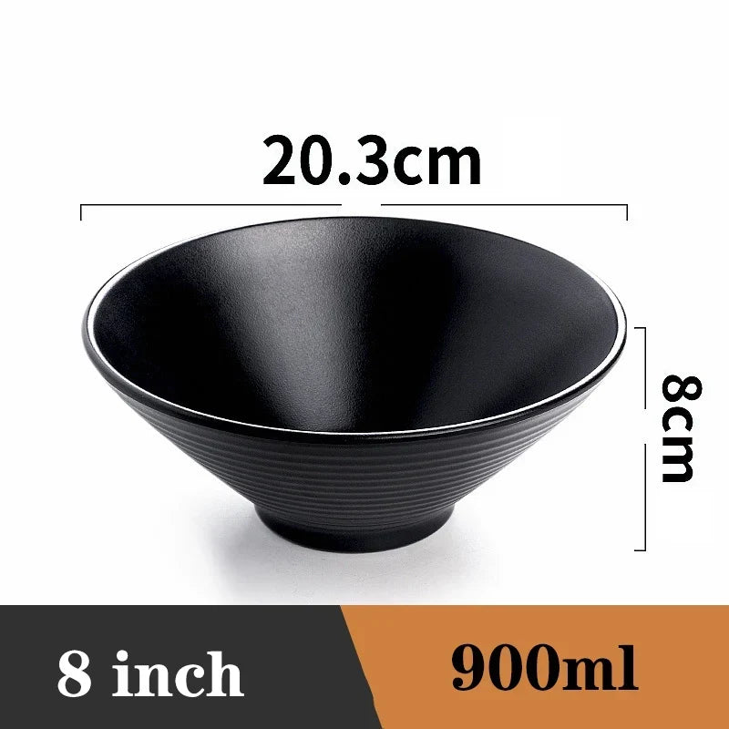 Ramen Bowl Black Plastic Japanese Style Noodle Bowl