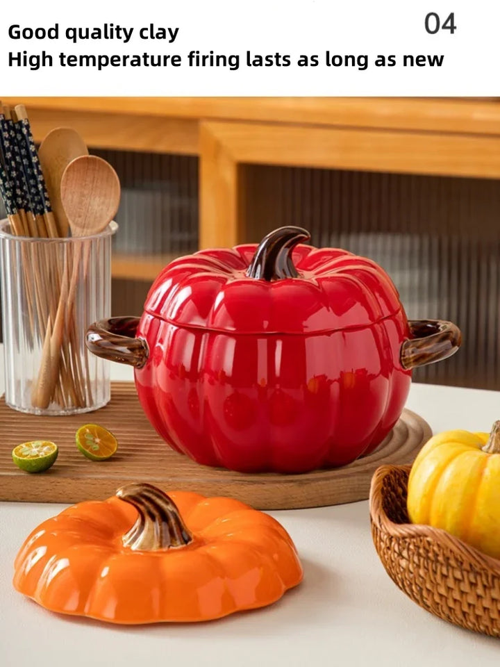 Ceramic Soup Pot Pumpkin Lid Porcelain Large Fall 2025