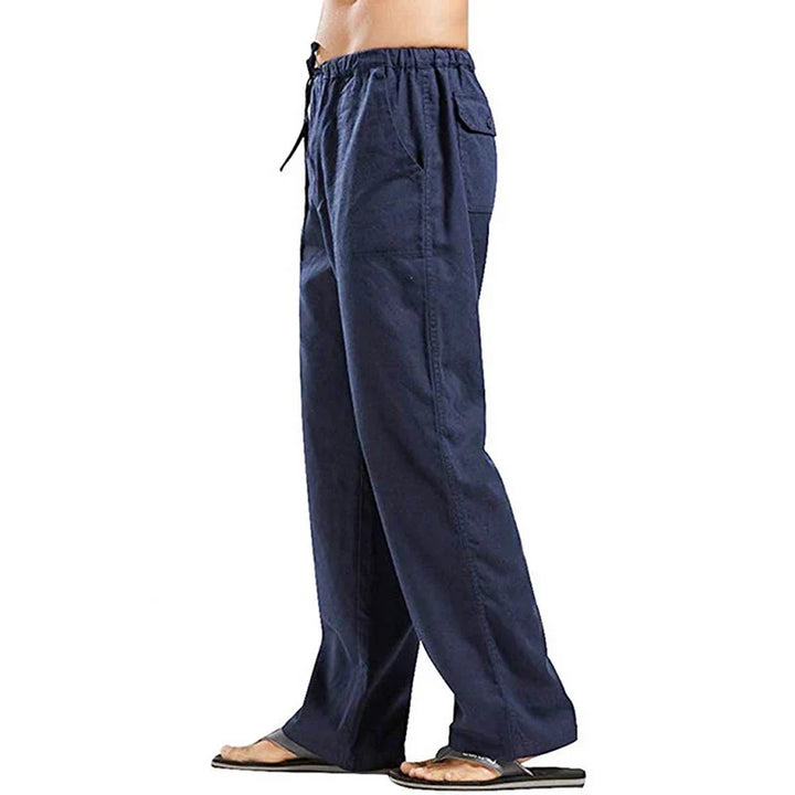 Solid color Multi-Pocket Linen Men Pants - Casual Breathable Summer Pant, Large Size