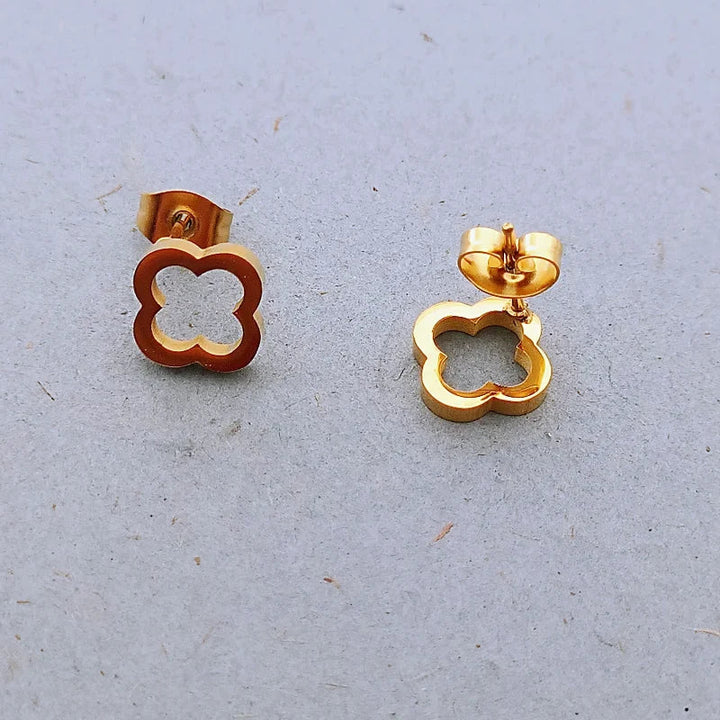 Clover Flower Stainless Steel Bracelet Set Gold Gift