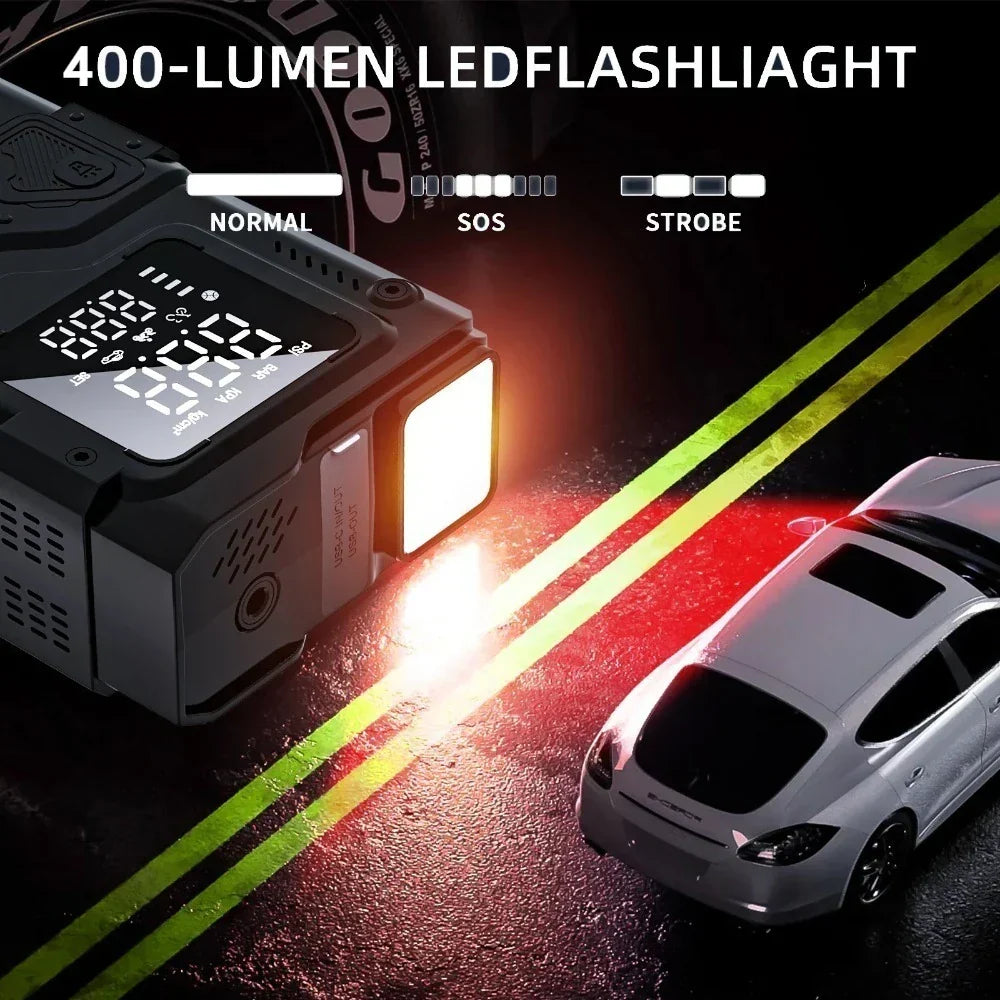 Jump Starter With Air Pump 6 In 1 Car Battery Booster 5000A Peak 150 PSI Tire Inflator 400LM LED Light Fall 2025 Prep