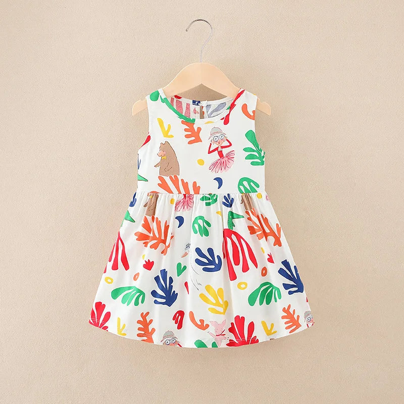 Soft girls’ dress - sleeveless a-line, assorted prints and patterns, cotton, for summer wear