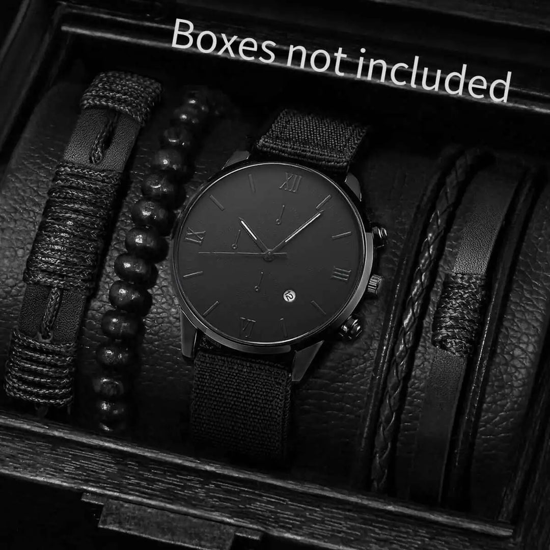 Quartz Watch And Bracelet Set Nylon Band Casual Gift