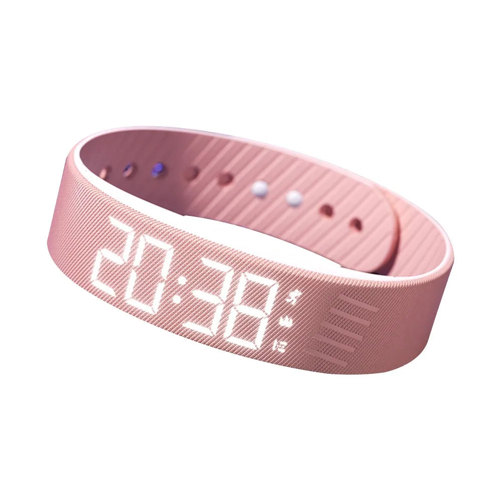 LED Digital Alarm Clock Bracelet Wristband Pedometer Waterproof Vibrating Alarm Summer 2026 Gift