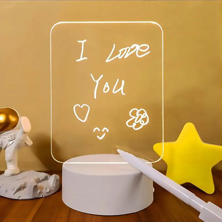 Creative LED Message Board Night Light - USB Doodle Lamp for Kids, A Fun Valentine&
