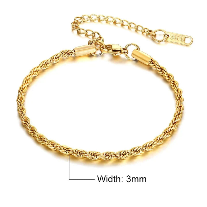 Stainless Steel Rope Chain Bracelet Twisted Singapore