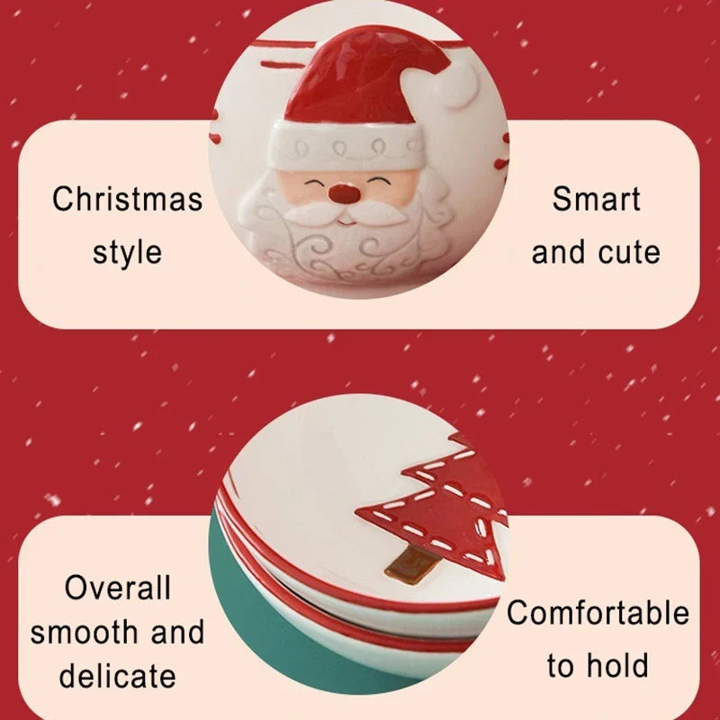 Christmas Ceramic Santa Bowl Nordic Holiday Breakfast Bowl
