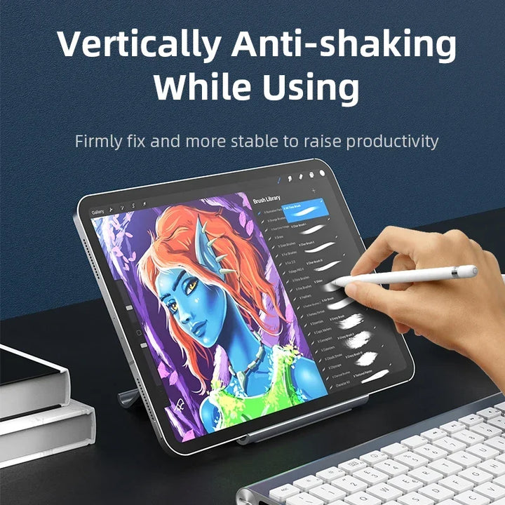 Vertical Laptop Stand with Silicone Grip - Dual Device Holder for MacBook &amp; Tablet, Heat Dissipation,