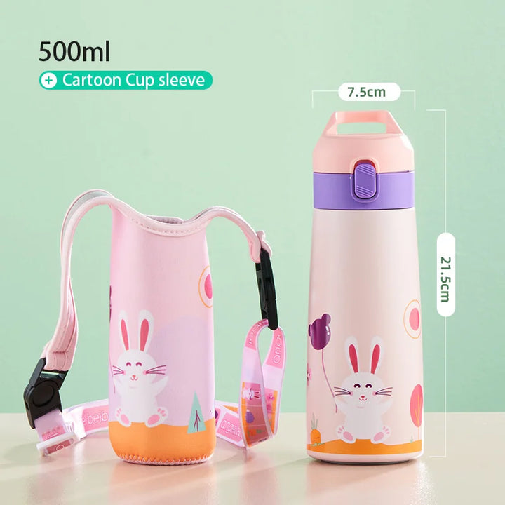 500ml Kids Stainless Steel Straw Thermos Mug With Case