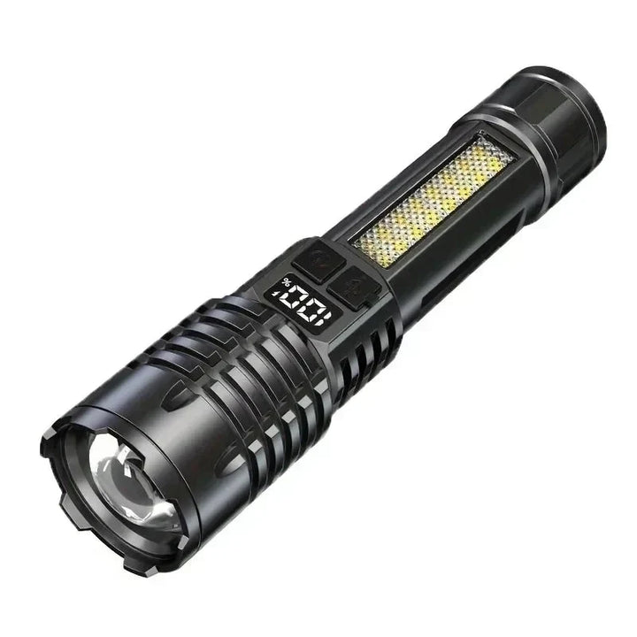 High Power LED Flashlight - TYPE-C Rechargeable Torch for Camping and Hiking, Waterproof with Side Light