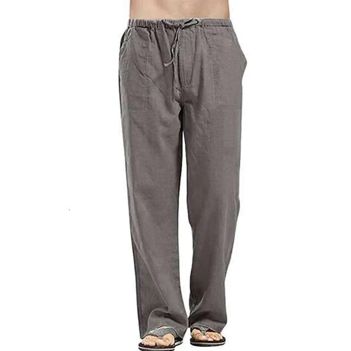 Solid color Multi-Pocket Linen Men Pants - Casual Breathable Summer Pant, Large Size