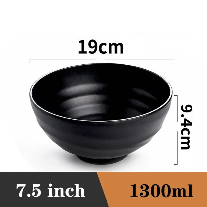Ramen Bowl Black Plastic Japanese Style Noodle Bowl