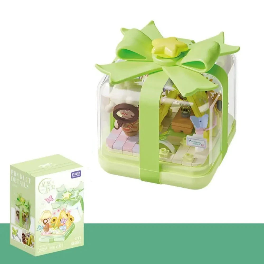 Plastic Building Block Flower Ring Box - DIY Decoration for Kids, Safe ABS Material