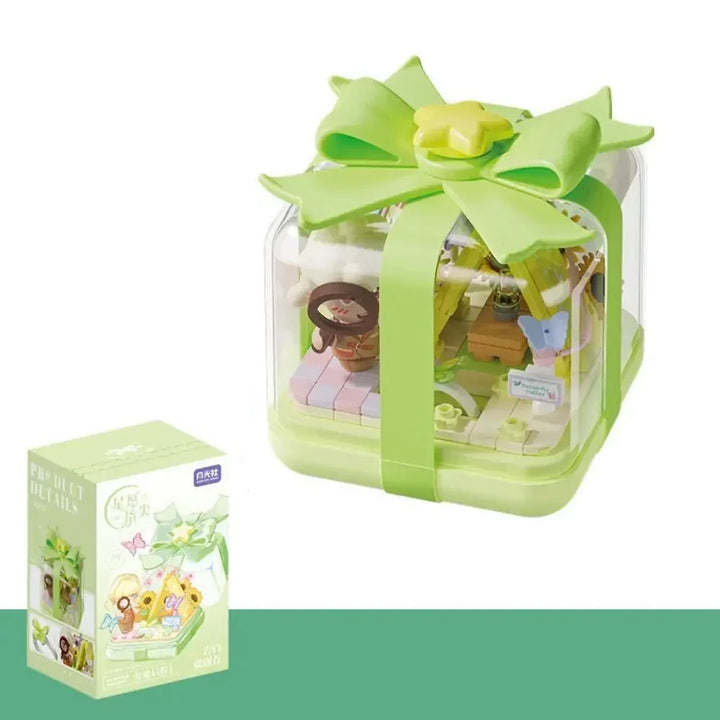Plastic Building Block Flower Ring Box - DIY Decoration for Kids, Safe ABS Material