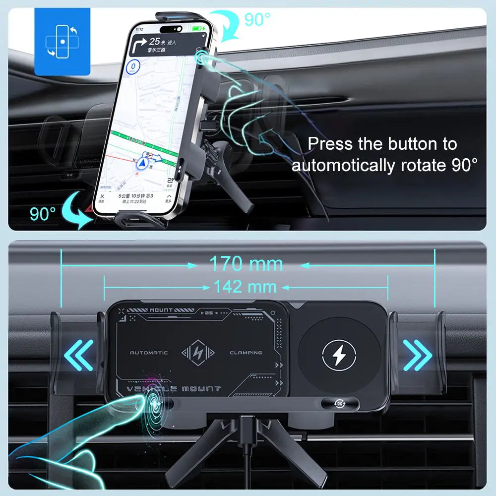 Wireless Car Charger Dual Coil Fold Screen Mount Fast Charge For Foldable Phones Air Vent Car Holder Fall 2026