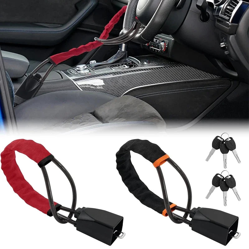 Universal Car Steering Wheel Lock with Seatbelt Buckle – 3-Key Anti-Theft Security Device 2026