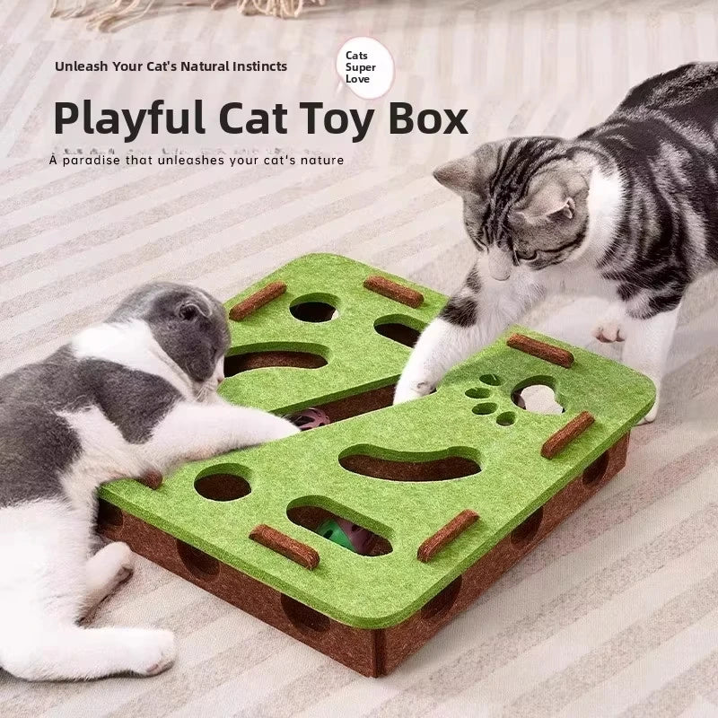 Cat Puzzle Toy Box With Ball Suede Felt Indoor Cat Exercise Entertainment Eco Friendly Gift 2026 TikTok Viral