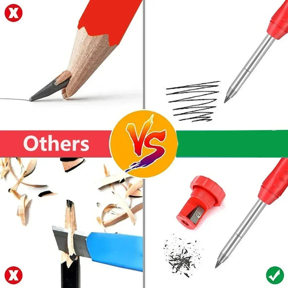 Professional Carpenter Pencil Metal Long Head Deep Hole Marker Tool for Woodworking