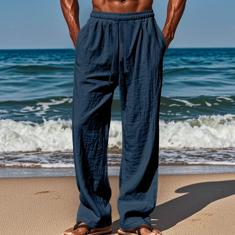 Drawstring Casual Beach Pants - Loose Comfortable Solid color Pants for Summer