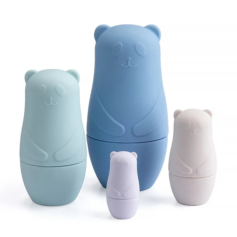 BPA-Free Silicone Stacking Blocks Nesting Doll Toy Set for Educational Play and Motor Skill Development