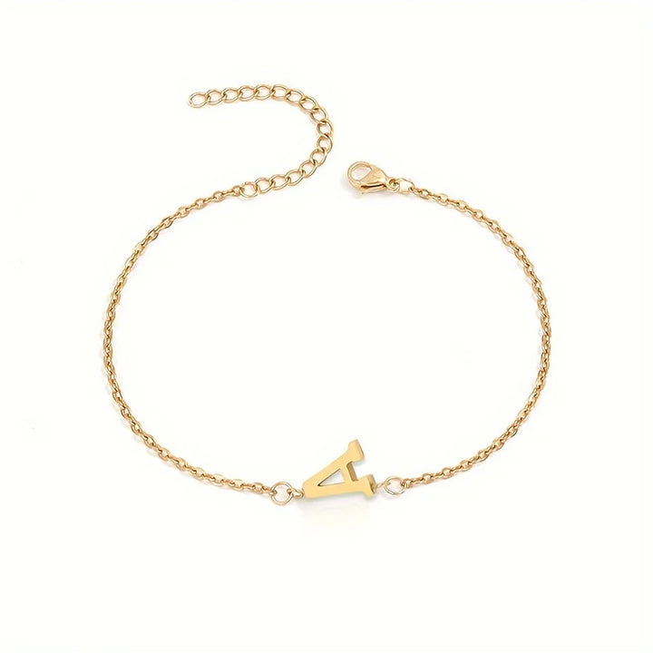 Initial Letter Bead Bracelet Thin Chain Minimalist Elegant