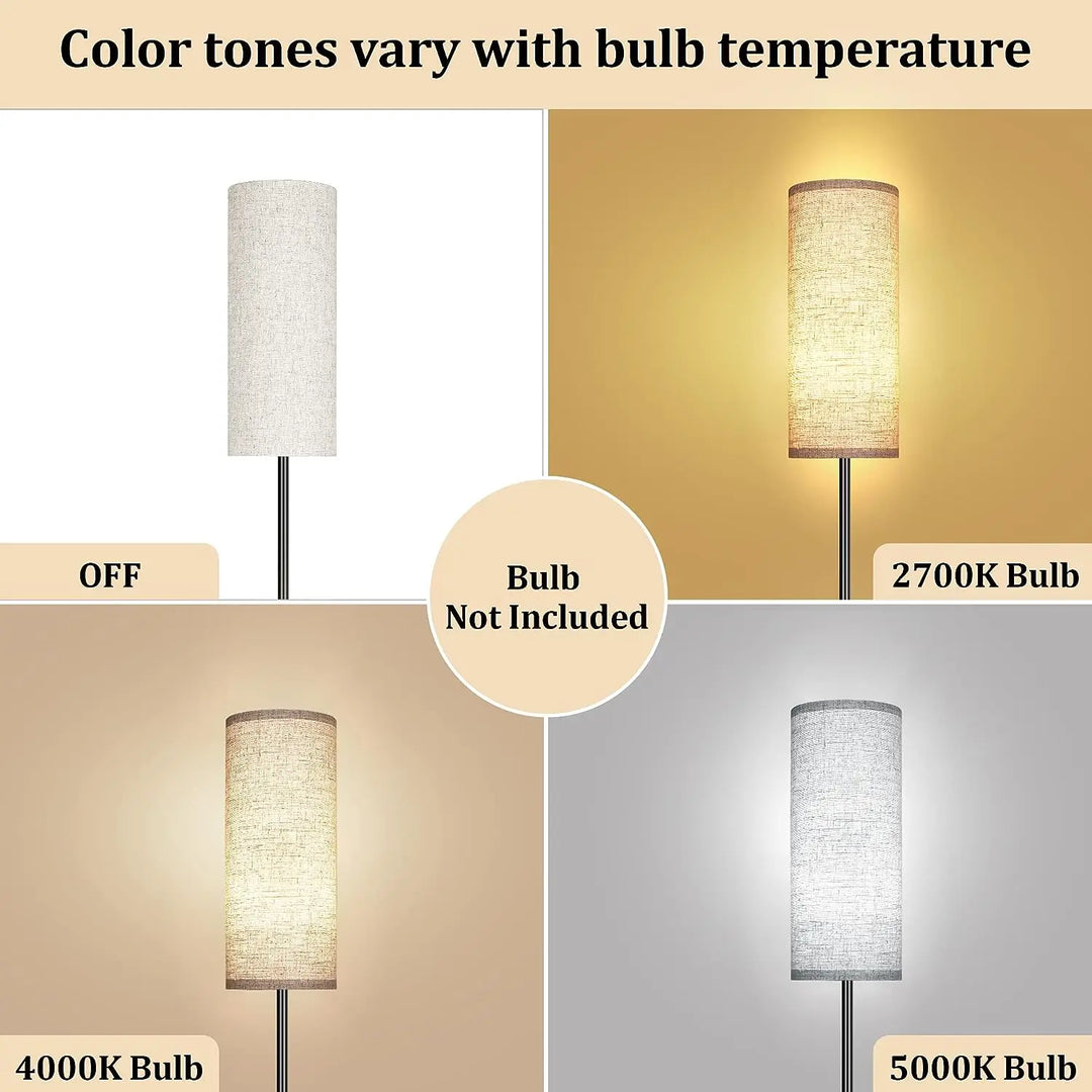 Japandi  Modern Floor Lamp With Fabric Shade Stepless Dimming