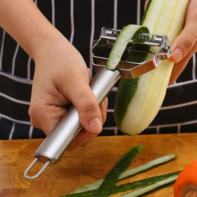 Multifunctional Stainless Steel Kitchen Peeler - Durable Vegetable and Fruit Slicer for Easy Household Use