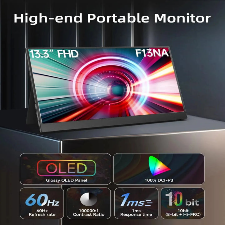 OLED 13.3 Inch Portable Monitor 1ms HDR 100 Percent DCI P3