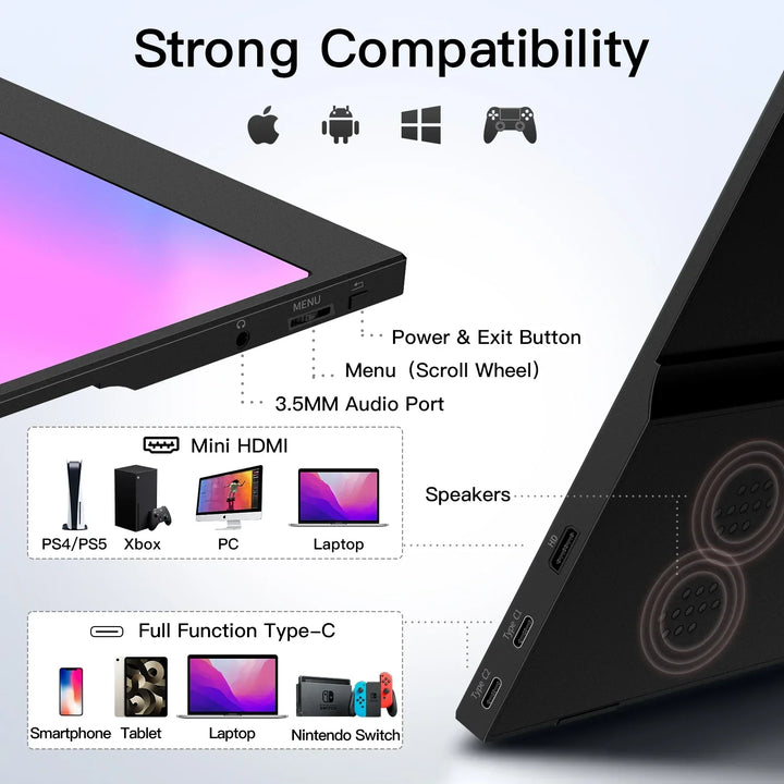 15.6 Inch Portable Monitor USB C HDMI HDR Travel Screen