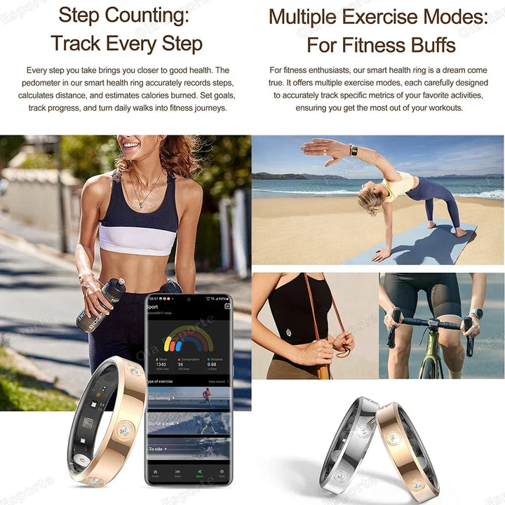 Smart Ring Health Tracker IP68 Waterproof Sleep Heart Rate Oxygen Monitor Fall 2025 Wellness Gift