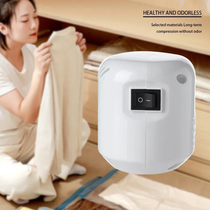 Electric Air Pump Mini Vacuum Sealer Machine for Clothes Storage Bags and Food Organizer